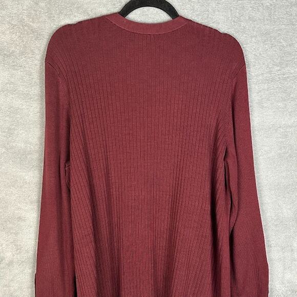 Talbots Sweater Womens 2X Burgundy Cardigan Open Ribbed Preppy Office Minimalist - Picture 6 of 14